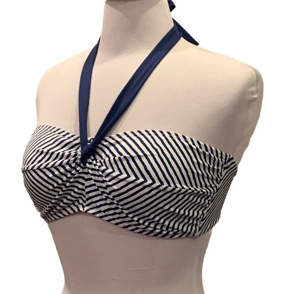 NWT Lauren Ralph Lauren Painterly Striped Bandeau Halter Bikini Top 12 - Picture 3 of 12